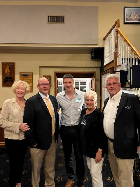 Candidate for Congress Chris Gallant (center) attends October 8 MTC. He is joined by (LR) Jackie Martin, Executive Officer, George Link, Commodore, Pam Setchell, Huntington Lighthouse Preservation Society, Glen Reitter, Rear Commodore.